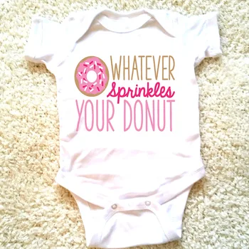 DERMSPE Rahat Yenidoğan Erkek Bebek Kız Kısa Kollu Mektup Baskı Ne Olursa Olsun Sprinkles Çörek Pamuk Romper Kıyafetler Bebek Giysileri