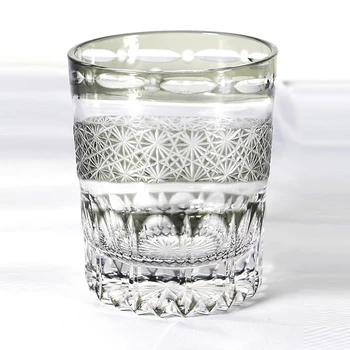 Gri Viski bardağı El Yapımı Kristal El Kesim Temizle Drinkware Züccaciye Edo Kiriko Koleksiyonu Hediye Kutusu İle 9oz