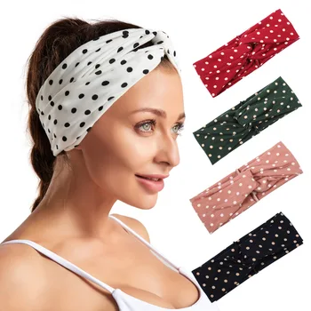 Polka Dot Bantlar Kadınlar Kızlar için Yoga Spor Büküm Düğüm Elastik saç bandı Türban Headwrap Kış Şapkalar saç aksesuarları