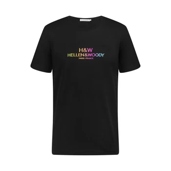 Hellen & Woody 21SS Yeni Varış Lüks Gelgit Marka erkek Fit Slim Renk Kelime Logo Özel Baskı Tasarım Kısa Kollu T-Shirt