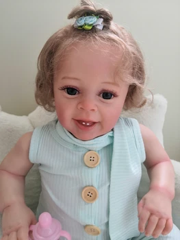 NPK 24 inç Büyük Bebek Boyutu Zaten Boyalı Bitmiş Reborn Yürümeye Başlayan Bebek Yannik Kız 3D Cilt Görünür Damarlar Koleksiyon Sanat Bebek