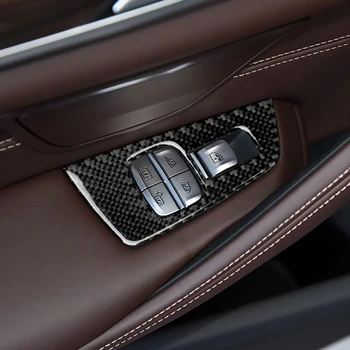 Karbon Fiber Pencere Kaldırıcı Kontrol Çerçeve Pencere Anahtarı Kol Dayama Paneli Sticker Trim Tip A Yüksek Maç BMW 5 Serisi için G38 2018