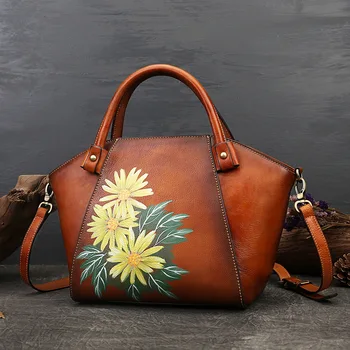 Lüks Çanta Kadın Çanta Tasarımcısı Marka yüksek kalite hakiki Deri Moda Çiçek Tote Çanta Bayanlar omuzdan askili çanta Ana kesesi