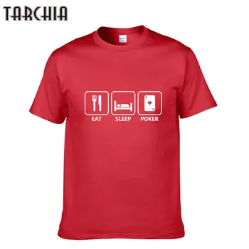 TARCHIA T Gömlek Erkekler günlük t-Shirt YİYİN UYKU POKER Baskı Kısa Kollu Tişört Homme Camiseta Jersey Tee Tops Marka Giyim