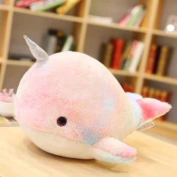 Güzel Gökkuşağı Narwhal peluş oyuncaklar Doldurulmuş Hayvan Balina Bebek Sevimli Yumuşak Uyku Yastık Köpekbalığı Çocuk Kız Doğum Günü Hediyeleri için
