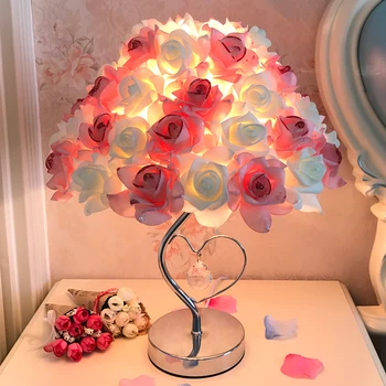 Yaratıcı Avrupa Kristal Masa Lambası Gül Çiçek Gece Lambası Başucu Lambası Ev Düğün Parti Dekor dekorasyon iç mekan aydınlatması