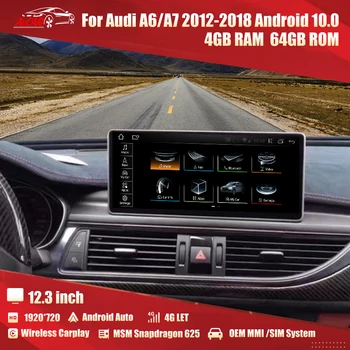 Audi için A6 A7 2012-2018 android 11 araba radyo 12.3 inç kafa ünitesi GPS navigasyon multimedya autoradio AUDİ A6 C7 A7 4G İZİN