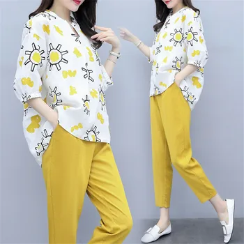 2 Parça Set Kıyafetler Eşleşen Kadınlar için Polka Dot üst ve pantolon Takım Elbise Artı Boyutu 2021 Yaz Eşofman Co-ord Seti Giyim