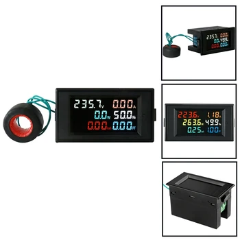 D69-2058 Voltmetre Ampermetre Güç Faktörü Elektrik Enerjisi Frekans Ölçer Dijital Panel Wattmetre LCD VOLT AMP