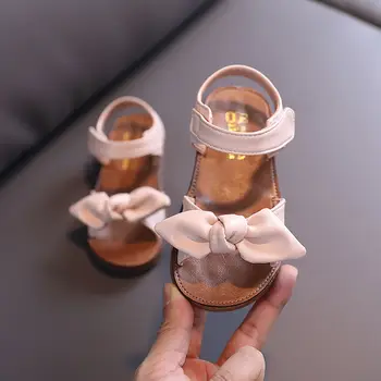 Rahat Kelebek düğüm kaymaz Yumuşak Çocuk Yürümeye Başlayan Bebek ayakkabıları Yaz Kore Küçük çocuk Kız Prenses Burnu açık plaj sandaletleri