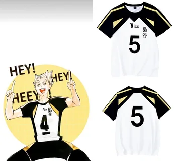 Haikyuu Bokuto Koutarou T-shirt Harajuku Karikatür Cosplay Kısa Kollu Tee Erkekler Moda Voleybol takımı Üniforma Eğitim Kıyafetleri