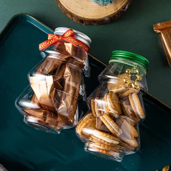 Noel Ağacı Şekli şeker kavanozları Noel Çocuklar Hediye DIY Ambalaj Şişeleri Noel Çerezler Aperatif Çikolata saklama kutusu