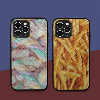 Sevimli Gıda Patates Kızartması Tatlılar Telefon Kılıfı Sert Deri Kılıf iPhone 11 12 13 Mini Pro Max 8 7 Artı SE 2020 X XR XS Coque