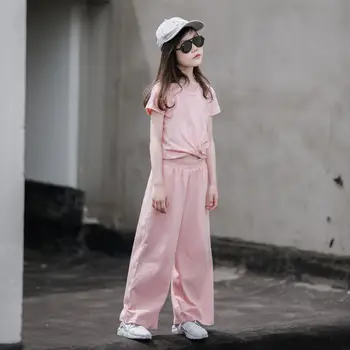 Çocuk Giyim Yaz Kız Kıyafetler 3-15 Yaşında FashionSports Kız Kısa Kollu Elbise İki Parçalı Set