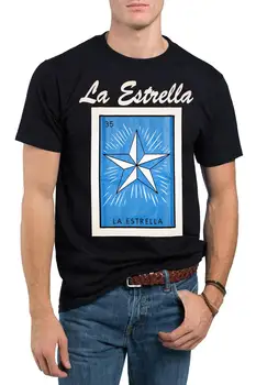La Estrella Loteria Meksika Bingo T-Shirt Yenilik Komik Aile Tee Siyah Yeni
