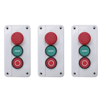 3X NC Acil Durdurma YOK Kırmızı Yeşil Anlık basmalı düğme anahtarı İstasyonu 600V 10A