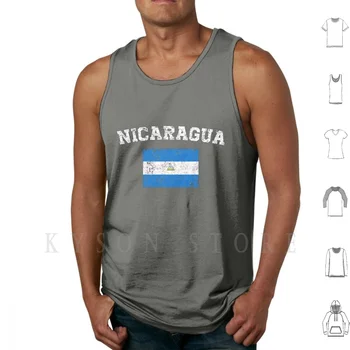 Nikaragua Bayrağı Gömlek-Vintage Nikaragua Tankı Üstleri Yelek Kolsuz Nikaragua Bayrağı Nikaragua Gurur Nikaragua