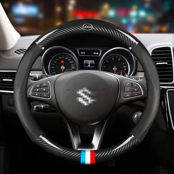 Araba Karbon Fiber direksiyon kılıfı 38cm Suzuki Tüm Modeller için Swift Ertiga SX4 Alto Oto İç Aksesuarları Araba styling