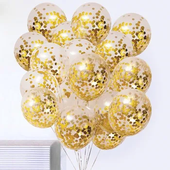 10 adet / takım Gül Altın Mor Glitter Temizle Sequins Konfeti Lateks Balonlar Düğün Noel Birthdy Parti Süslemeleri Helyum Globos