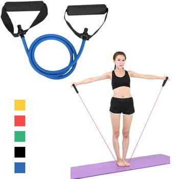 120cm 5 Seviyeleri Direnç Bantları Yoga Elastik Kolu Çekin Halatlar Fitness Egzersiz Genişletici Bant Ev Jimnastik Salonu Egzersiz Gücü Eğitim