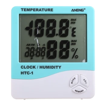 Dijital Termometre Higrometre Lcd Çift sıcaklık Çalar saat Kapalı Açık