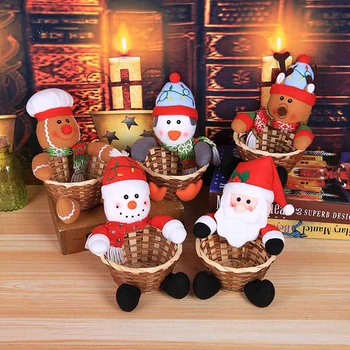 Merry Christmas Şeker hasır sepet yılbaşı dekoru Elk Kardan Adam Noel Baba Meyve Sepeti gıda rafı Ev Dekor