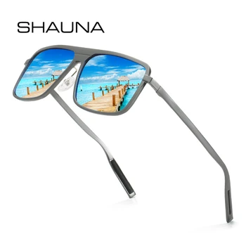 SHAUNA Retro Klasik Erkekler Alüminyum Magnezyum Çerçeve Polarize Güneş Gözlüğü Film Kaplama Anti-UV Koruma sürüş gözlükleri Gölge