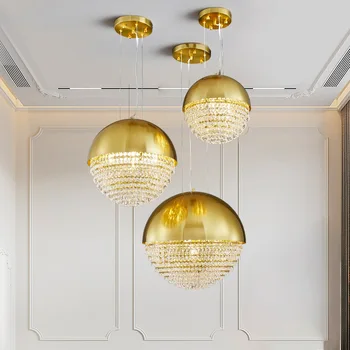 Modern altın kolye ışıkları lüks kristal Chandelie yemek odası asılı lamba otel armatür süspansiyon yatak odası başucu lambası
