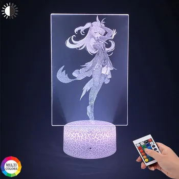 Oda Dekor için Genshin Etkisi Fischl Anime Şekil 3D Gece Işıkları Akrilik Masa Lambası Işık Havalı Çocuk Hediye Gece lambası
