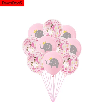 Lateks konfeti balonları Bebek Duş Sevimli Fil Desen Tema Süs Mutlu Doğum Günü Partisi Süslemeleri Çocuklar Helyum Balon