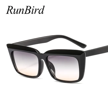 RunBird Vintage Kare Güneş Gözlüğü Kadın Erkek güneş gözlüğü Kadın Moda Ünlü Marka Perçin Siyah Gözlük Gafas De Sol 5487