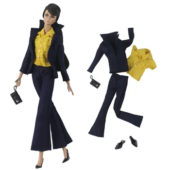 Mavi Giyim seti / gömlek + ceket + pantolon + çanta + ayakkabı / giyim sonbahar giyim kıyafet İçin 30 cm Xinyi FR ST Barbie bebek