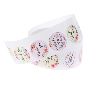 500 adet/rulo Teşekkür Ederim Çıkartmalar mühür etiketleri yuvarlak etiket paketi kişiselleştirilmiş dekorasyon kırtasiye sticker Çiçek