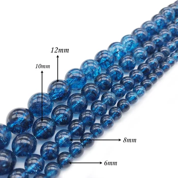 Doğal Taş Mavi Yosun Kristal Kuvars Yuvarlak Gevşek Charm BeadsFitMulti amaçlı Takı Yapımı 6 8 10 12 MMPick Boyutu J267