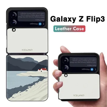 Zarif Deri Flip Case Retro Klasik Desen Kılıf Kapak İçin Samsung Galaxy Z Flip 3
