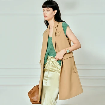 Yelek Kadın Klasik Tasarımlar Kolsuz Ceket Turn down Boyun Cepler Sashes Casual Yelek Kadınlar Yeni Moda Stil