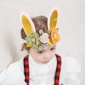 Çocuk kafa bandı tavşan Paskalya sevimli kumaş simülasyon kulaklar kafa bandı bebek tavşan dikiş polen F0S0