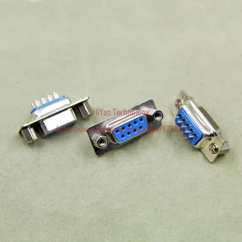 (10 adet / grup) RS232 Mavi Paralel Seri Port DB9 9 Pin D Sub Dişi Tel Lehim Konektörü DB9 Soket Fiş Adaptörü Ön Somun İle
