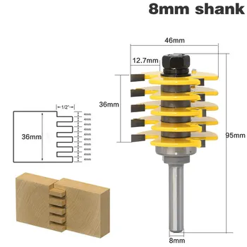8mm Shank Ayarlanabilir Diş Parmak Eklem Yönlendirici Bit Ahşap Kesici Endüstriyel Sınıf Zıvana ağaç işleme aleti