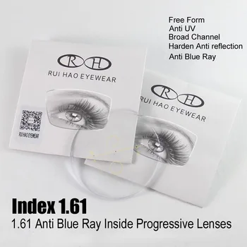 1.61 Anti Mavi Işın İlerici Lensler Serbest Form Multifokal Ultra ince Lens Optik Gözlük Gözlük Lens Göz Gözlük