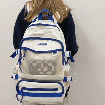 Bayan Erkek Örgü Yüksek Kapasiteli Kolej Sırt Çantası Moda Kadın Dizüstü okul çantası Kadın Erkek seyahat sırt çantası Moda Erkek Kız Net Çanta
