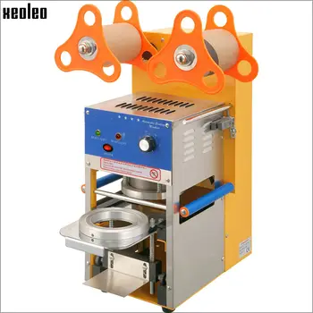Xeoleo Paslanmaz çelik Bardak yapıştırma makinesi 400cup / h Otomatik Kabarcık çay makinesi için 90 / 95mm PP / PE / Kağıt Bardak mühürleyen AB / ABD / AU / İNGİLTERE