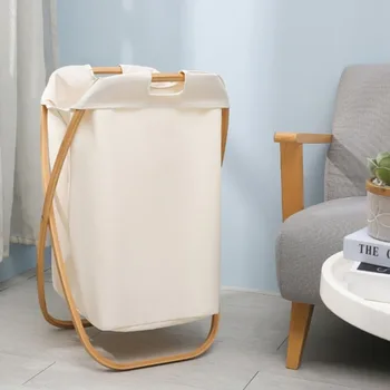 Japon Bambu Kirli çamaşır sepetleri Su Geçirmez Kumaş Depolama Sepeti Ev Katlanabilir Çıkarılabilir Ve Yıkanabilir Oyuncak Sepeti