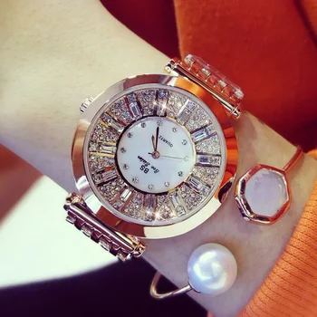 BS Neue Full Diamant frauen Uhr Kristall Damen Armband Handgelenk Uhren Uhr uhren Quarz damen uhren fur frauen 116635