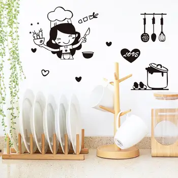 Kız seviyor pişirmek için baskı duvar çıkartmaları mutfak dekorasyon ev dekoratif süsler