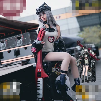 Anime cosplay kostüm Kızlar Frontline g11 Jr. kaya Siyah Punk Suit Kanat Kuyruk