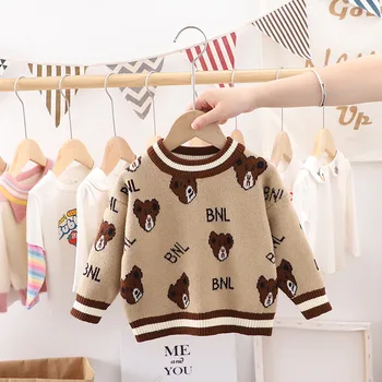 SweaterBoys2021 Üst Uzun Kollu Elbise Çocuk Erkek Kız Giyim Baskı Karikatür Çocuk Ayı Moda Kazak İlkbahar Ve Sonbahar