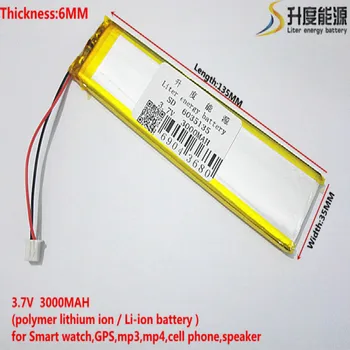 3.7 V, 3000mAh, 6035135 PLIB (polimer lityum iyon batarya) li - ion pil için tablet pc, GPS, mp3, mp4, cep telefonu, hoparlör