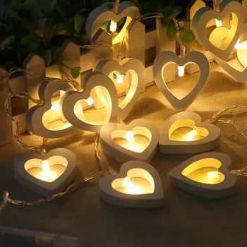 1.2 10 ışıkları LED ahşap aşk Çelenk pil kutusu lamba düğün dekorasyon düğün doğum günü partisi dekorasyon paskalya dekorasyonu