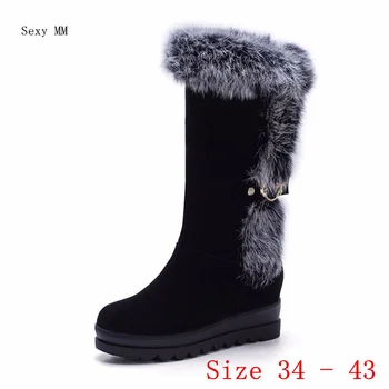Yüksek Kalite Sonbahar Kış Kadın Orta Buzağı Kar Botları Platformu Kadın Kısa Çizmeler Bayanlar Ayakkabı botas Artı Boyutu 34 - 40 41 42 43